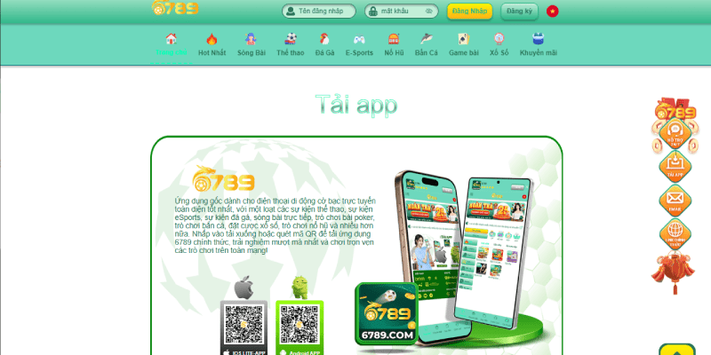 TRANG CHỦ App 6789 dùng cho cả hệ điều hành IOS và Android